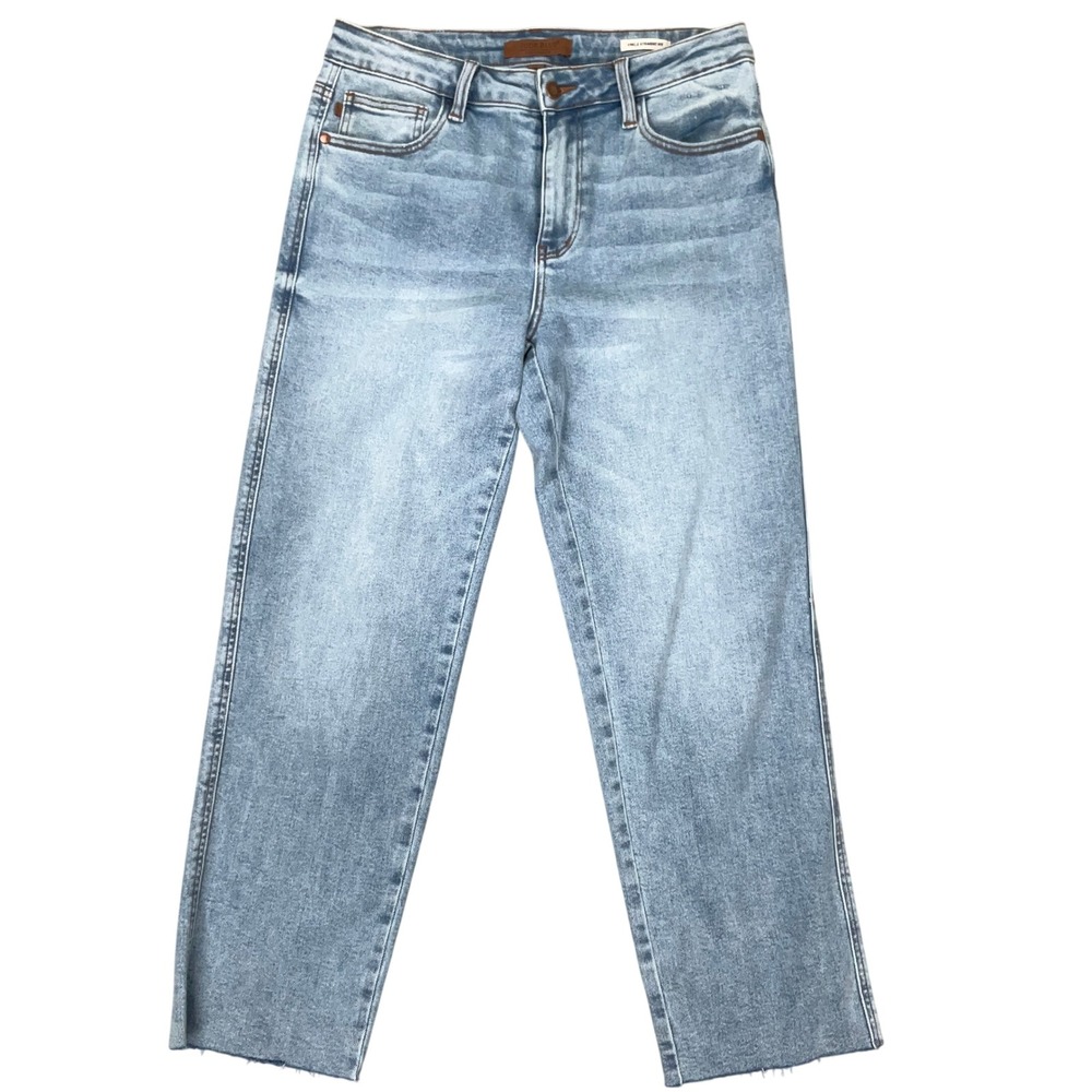 Judy BlueJeans Women 10 Light Blue Ankle Straight Fit Raw Hem High JB881120